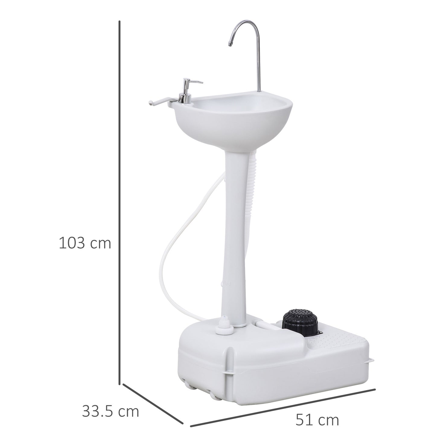 Outsunny Camping Sink, 17L Portable Hand Wash Station with Towel Holder, Soap Dispenser and Rolling Wheels, Outdoor Sink for Events, Gatherings, Worksite