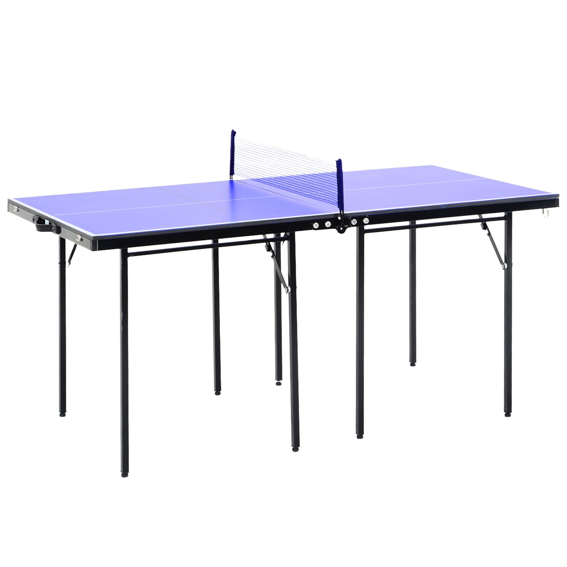 Photo of HOMCOM Folding 5ft Mini Compact Table Tennis Top Ping Pong Table Set Professional Net Games Sports Training Play Blue in Blue colour on a white background