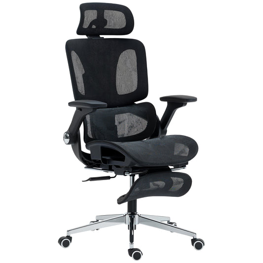 Photo of HOMCOM Ergonomic Office Chair, High Back Mesh Desk Chair, Black in Black colour on a white background