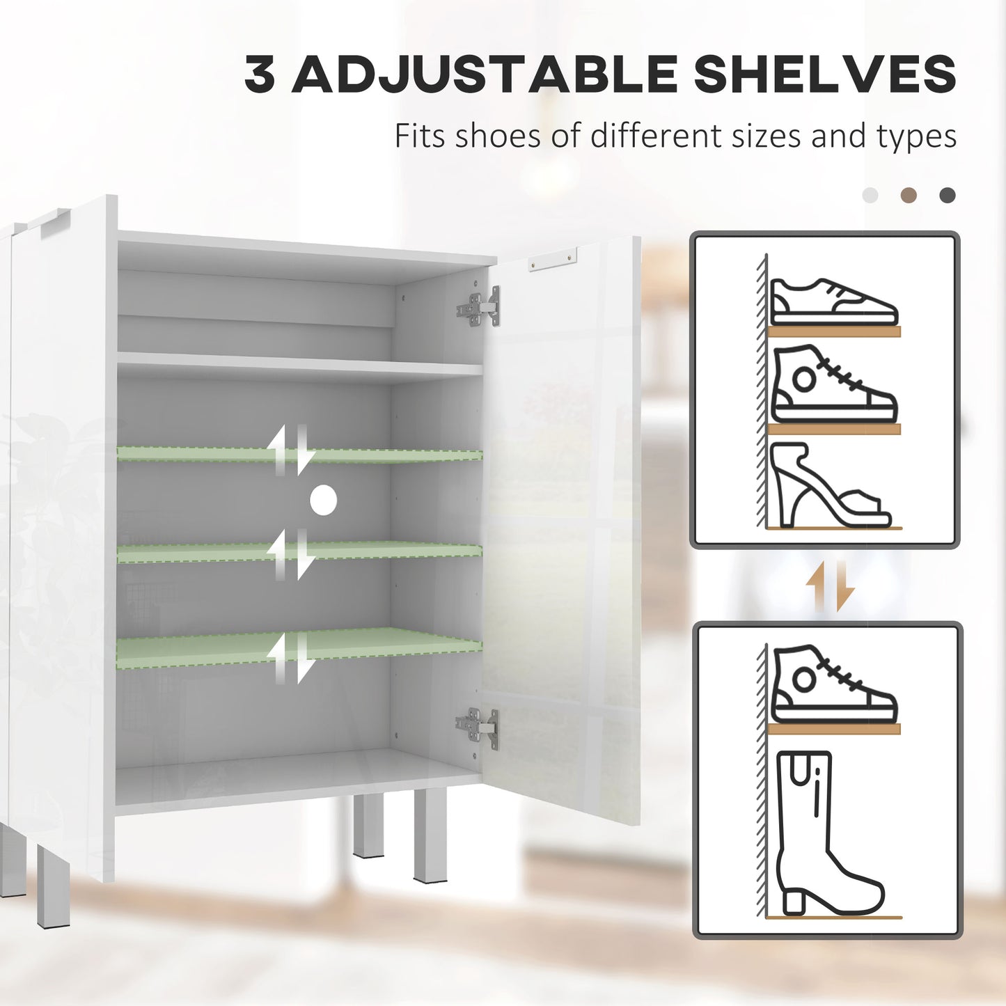 HOMCOM Five-Shelf Shoe Storage Cupboard - White