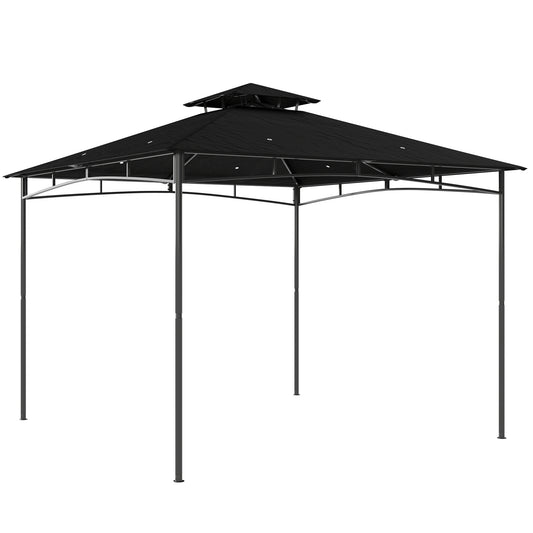 Photo of Outsunny 3 x 3 m Gazebo, Garden Gazebo with 2-Tier Roof, Metal Frame, Black in Black colour on a white background