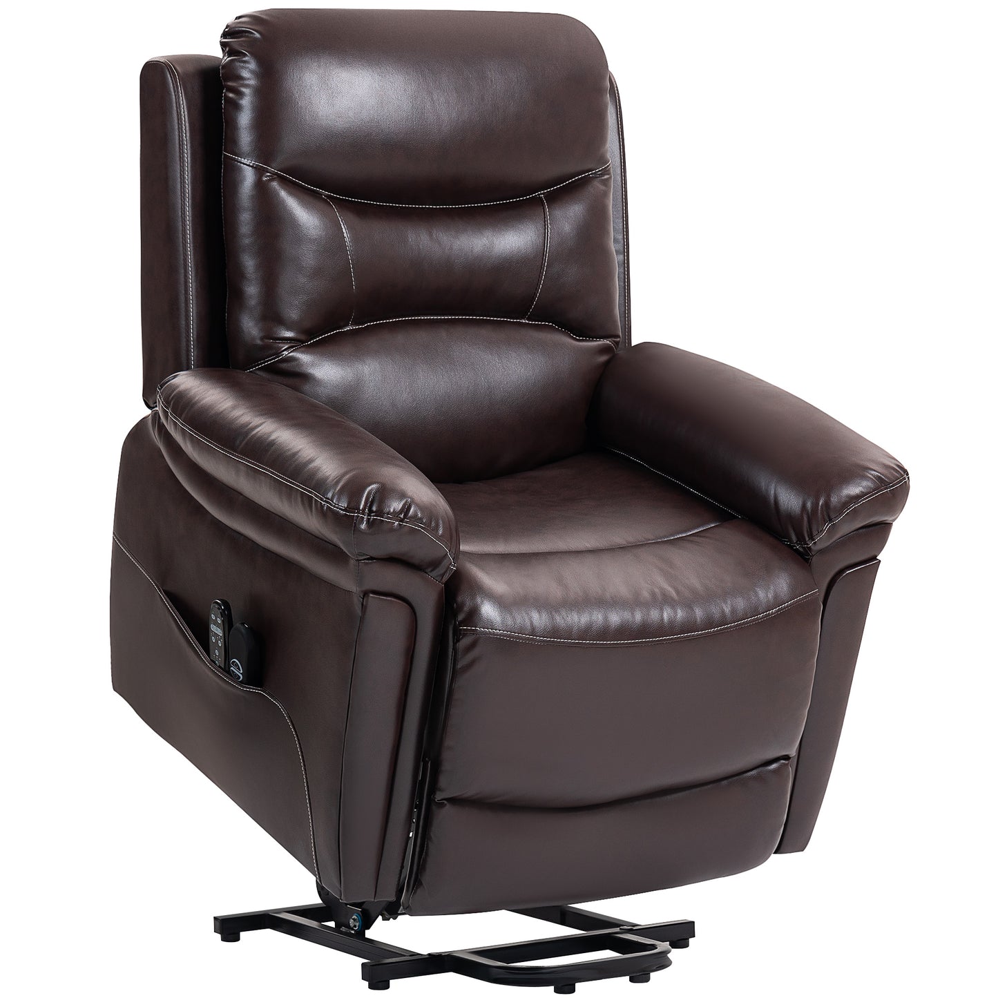 Photo of HOMCOM Power Lift Recliner Chair with Vibration Massage, Heat, USB - Brown in Brown colour on a white background