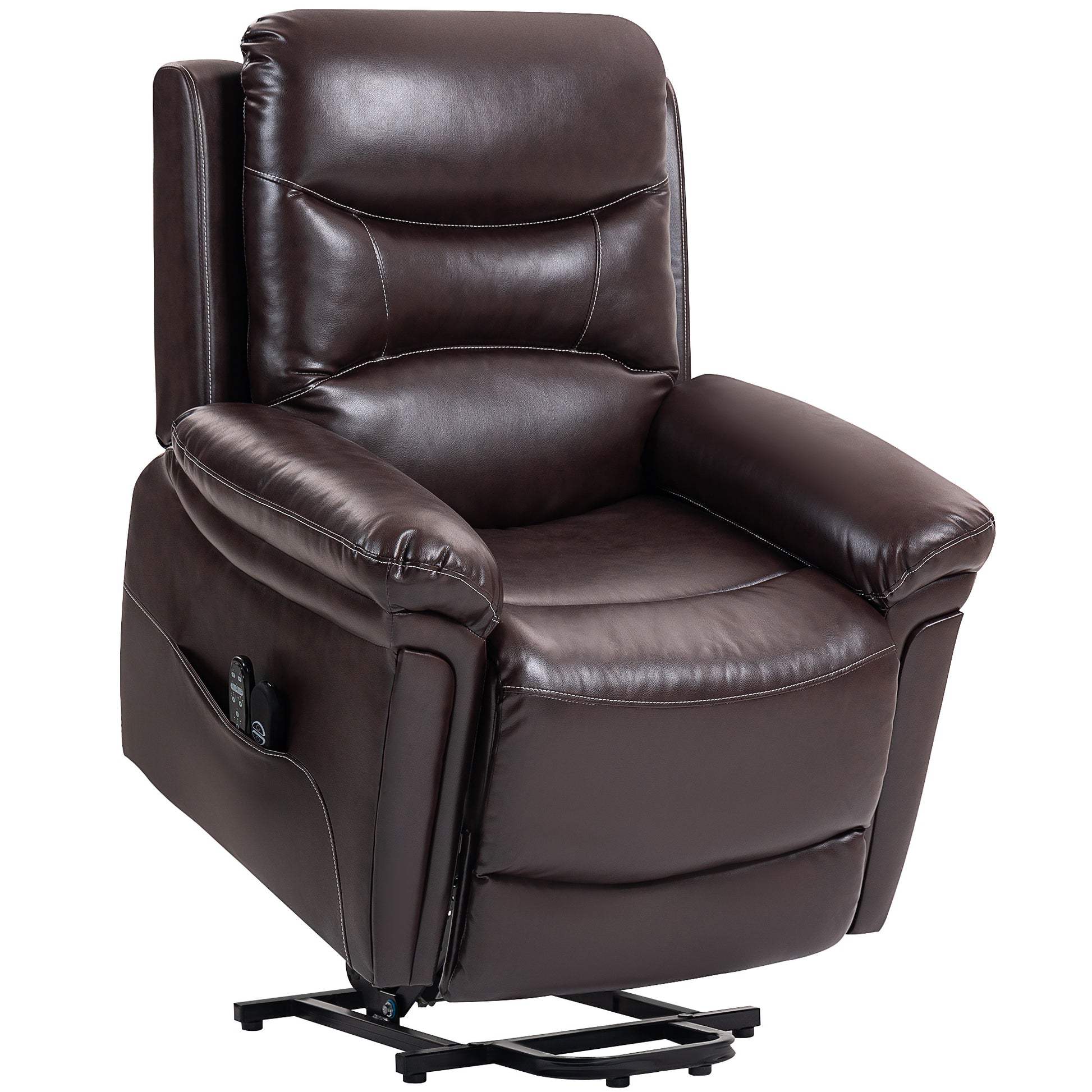 Photo of HOMCOM Power Lift Recliner Chair with Vibration Massage, Heat, USB - Brown in Brown colour on a white background