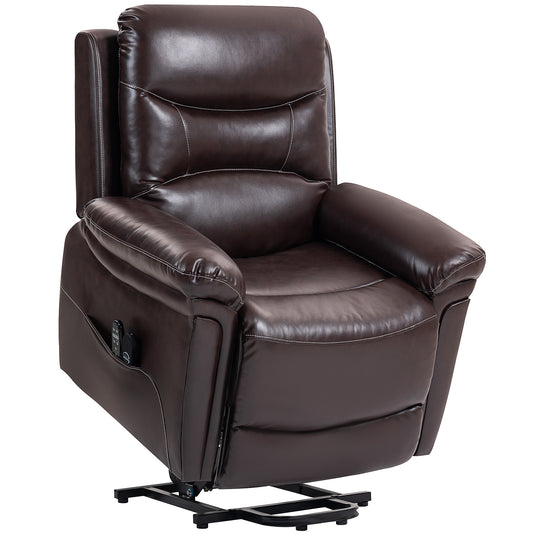 Photo of HOMCOM Power Lift Recliner Chair with Vibration Massage, Heat, USB - Brown in Brown colour on a white background