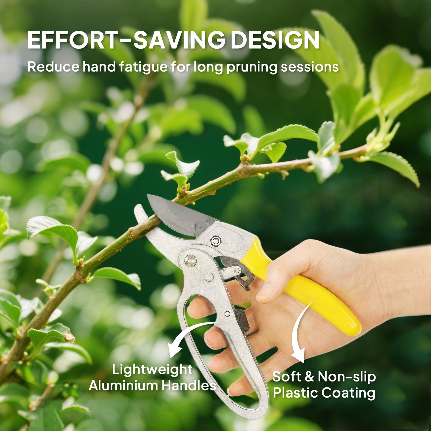 Outsunny Garden Secateurs, Pruning Shears Heavy Duty with Sharp SK5 Blade, Bypass Pruners with Safety Lock, 8", Yellow