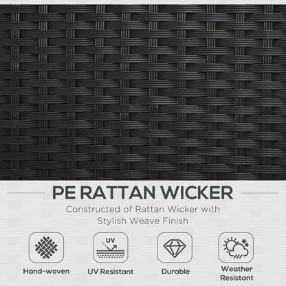 Close-up of the black hand-woven PE rattan wicker with a textured weave