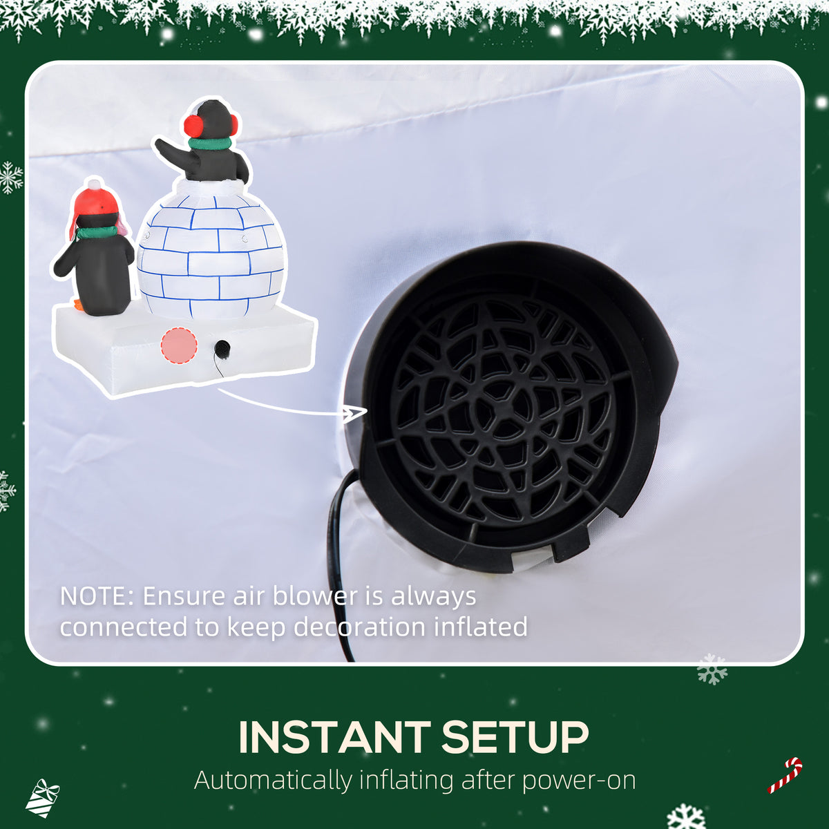 HOMCOM inflatable penguin and igloo decoration with built-in air blower