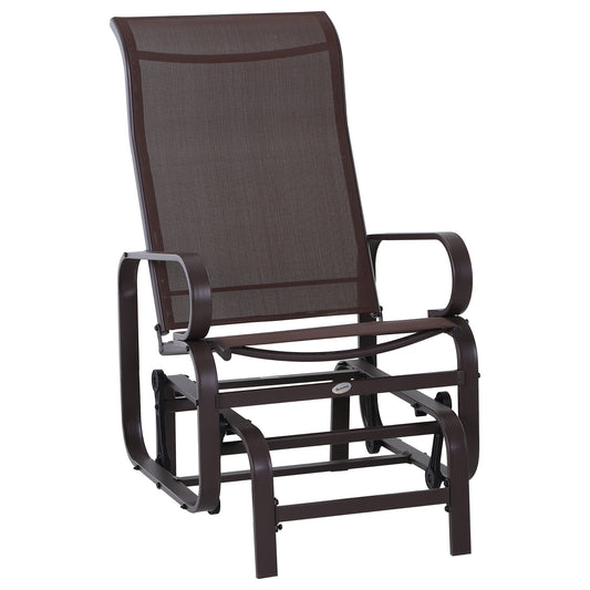 Photo of Outsunny Outdoor Gliding Rocking Chair with Sturdy Metal Frame Garden Comfortable Swing Chair, Brown in Brown colour on a white background