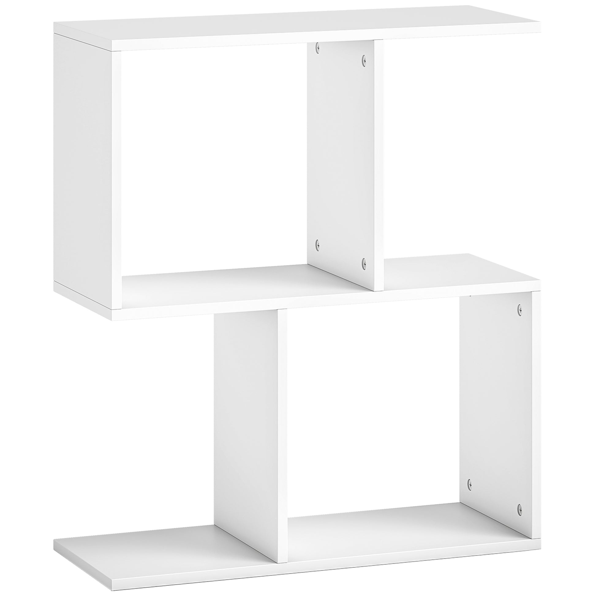 Photo of HOMCOM Side Table, Narrow End Table with Storage Shelves, S-Shaped, 3-Tier, 50W x 19.5D x 58H cm, White in White colour on a white background