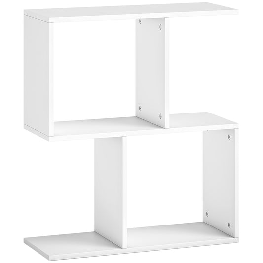 Photo of HOMCOM Side Table, Narrow End Table with Storage Shelves, S-Shaped, 3-Tier, 50W x 19.5D x 58H cm, White in White colour on a white background