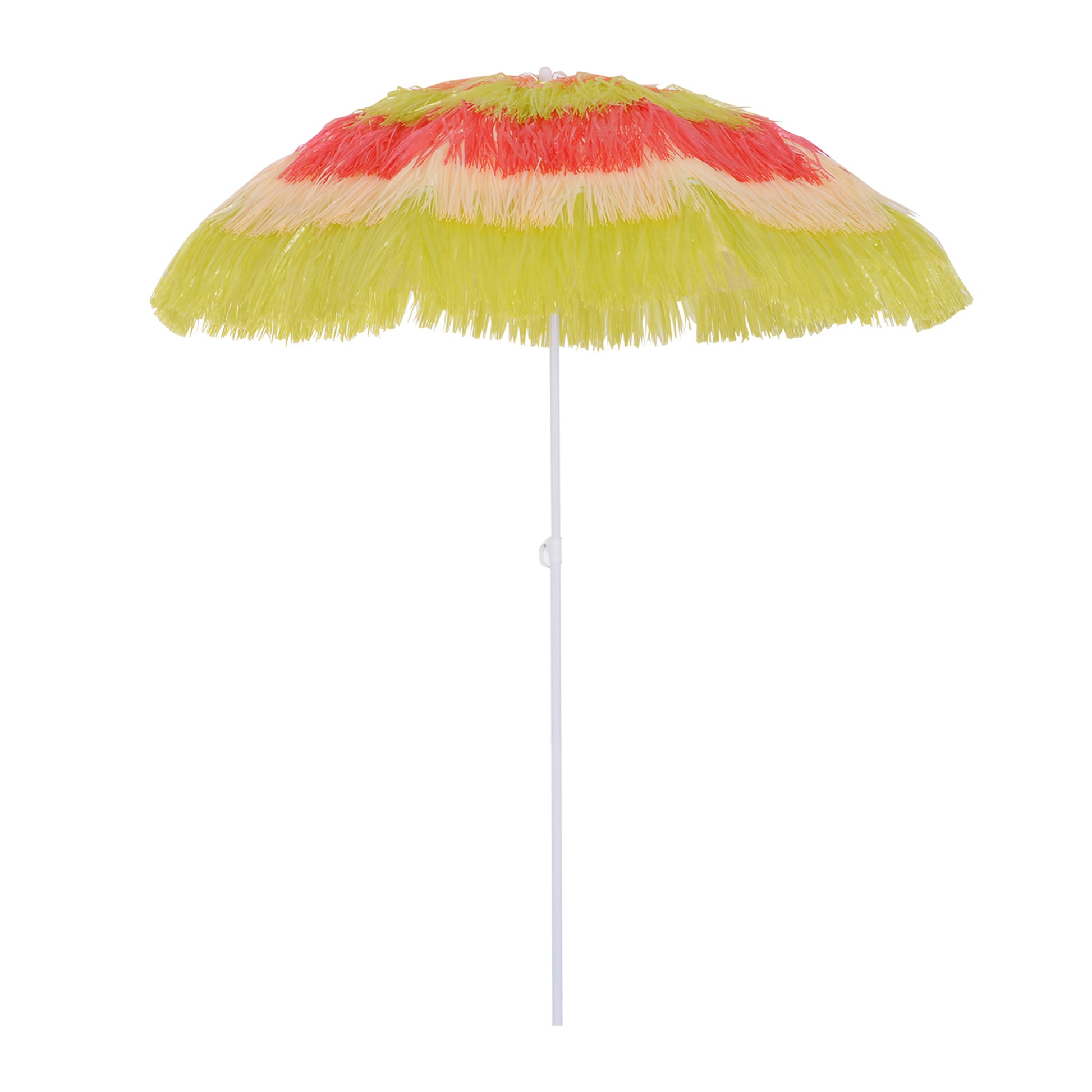 Photo of Outsunny 1.6m Garden Hawaii Parasol, Patio Beach Sun Umbrella Sunshade Hawaiian Folding Tilting Crank Parasol (Multicolour) in (Multicolour) colour on a white background