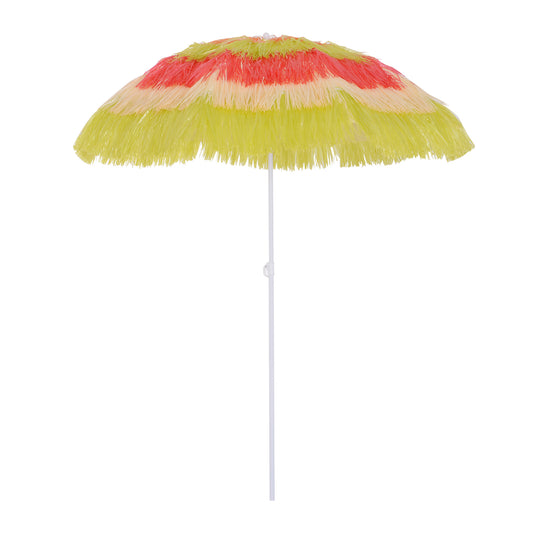 Photo of Outsunny 1.6m Garden Hawaii Parasol, Patio Beach Sun Umbrella Sunshade Hawaiian Folding Tilting Crank Parasol (Multicolour) in (Multicolour) colour on a white background