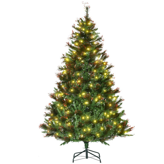 Photo of HOMCOM 1.8m 6ft Pre-Lit Christmas Tree Artificial Spruce Xmas Tree Warm White LED Holiday Décor with Metal Stand in Stand colour on a white background