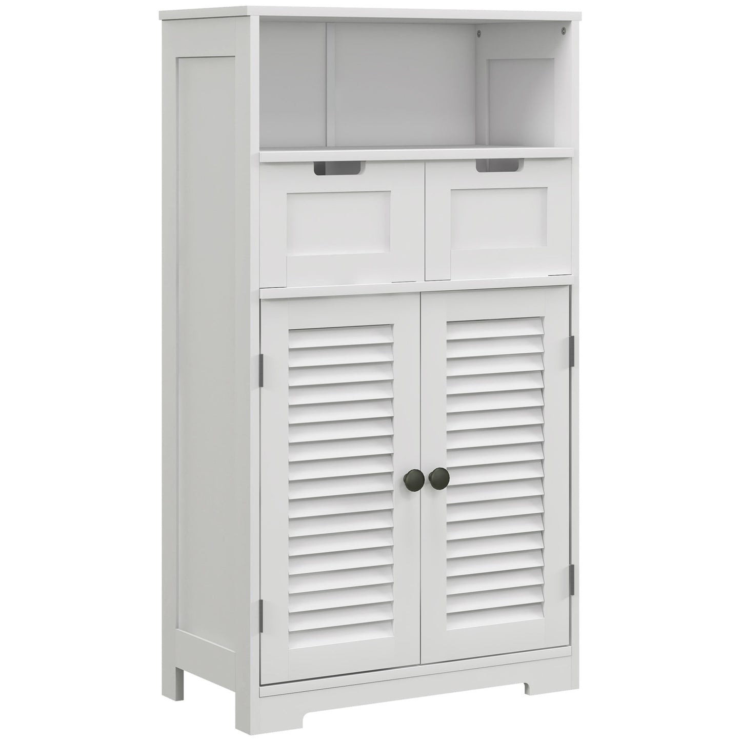 Photo of kleankin Three-Part Bathroom Storage Unit, with Shelf, Drawers & Cupboard - White in White colour on a white background