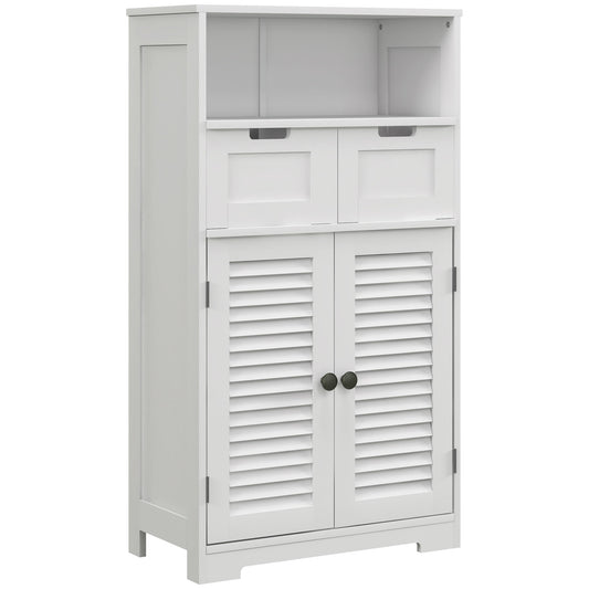 Photo of kleankin Three-Part Bathroom Storage Unit, with Shelf, Drawers & Cupboard - White in White colour on a white background