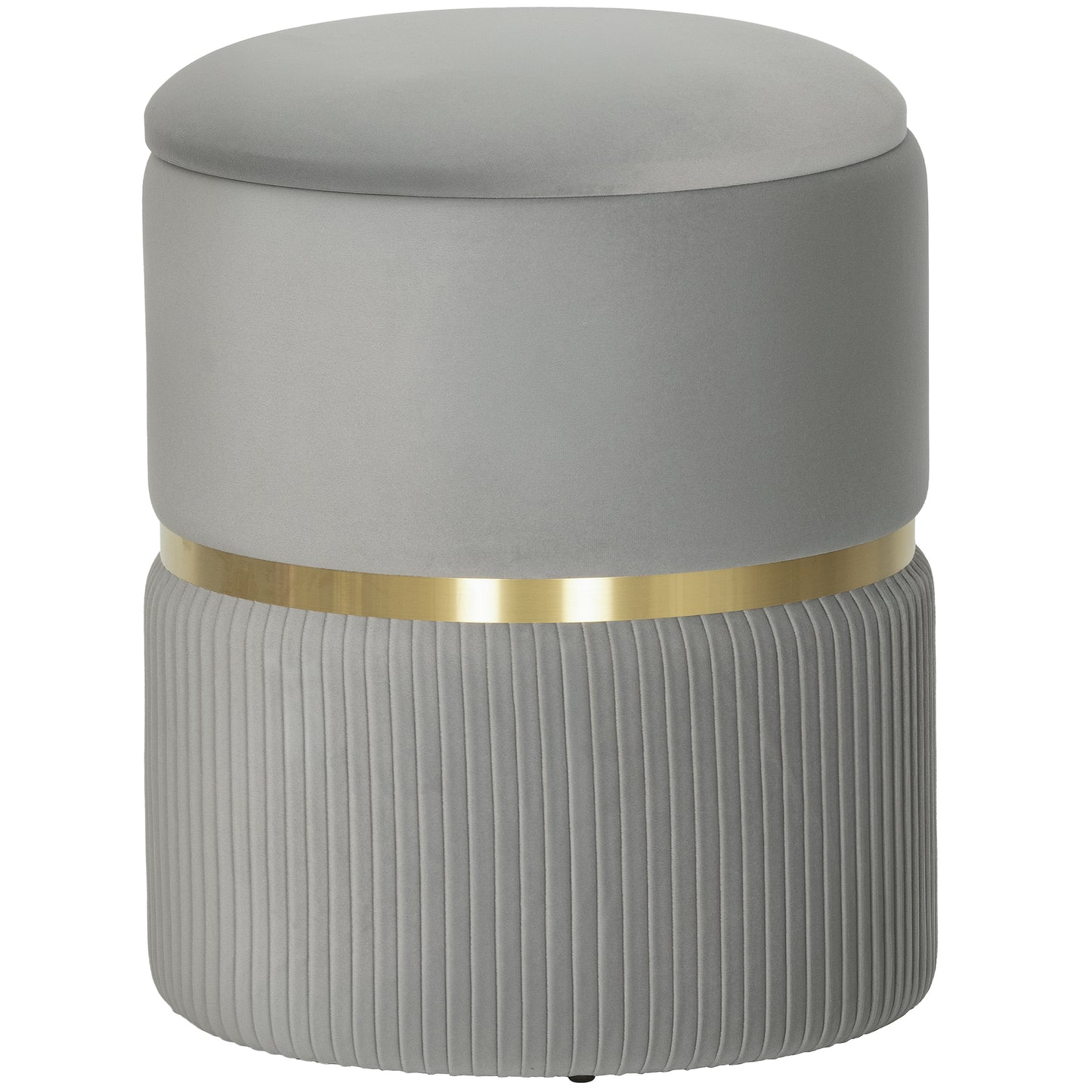 Photo of HOMCOM Velvet-Feel Storage Ottoman - Light Grey in Grey colour on a white background