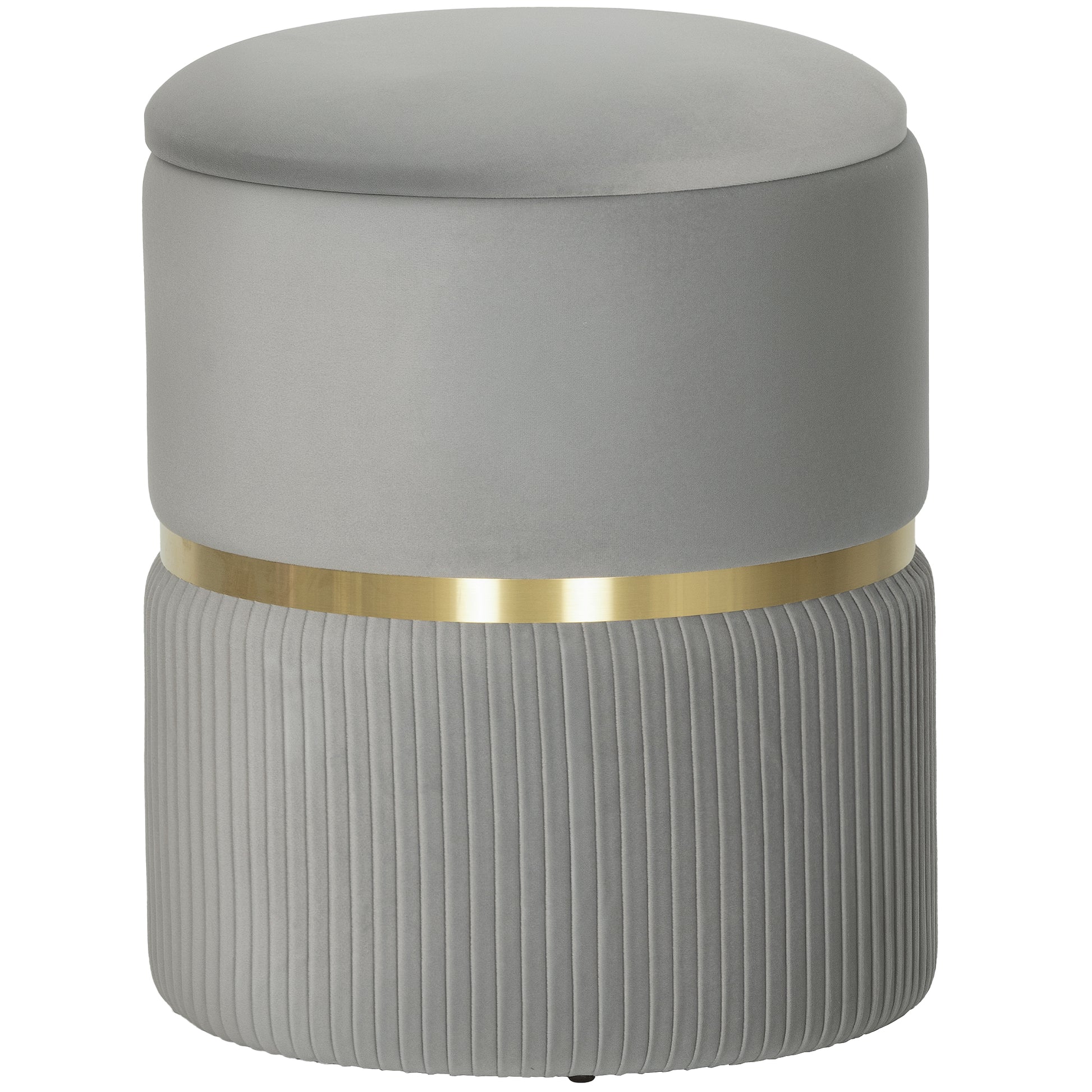 Photo of HOMCOM Velvet-Feel Storage Ottoman - Light Grey in Grey colour on a white background
