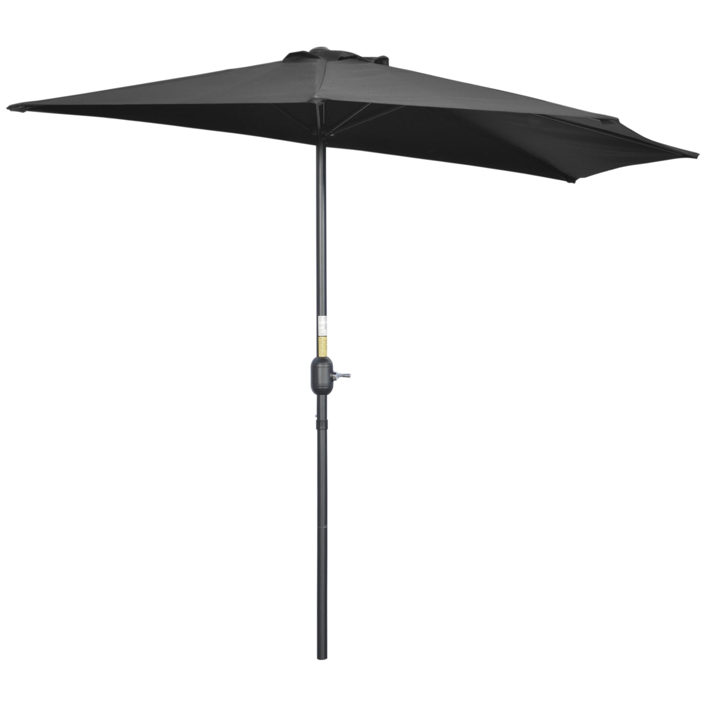 Photo of Outsunny 2.7m Garden Half Parasol, Outdoor Balcony Umbrella with 5 Steel Ribs, Patio Sun Shade, Black in Black colour on a white background