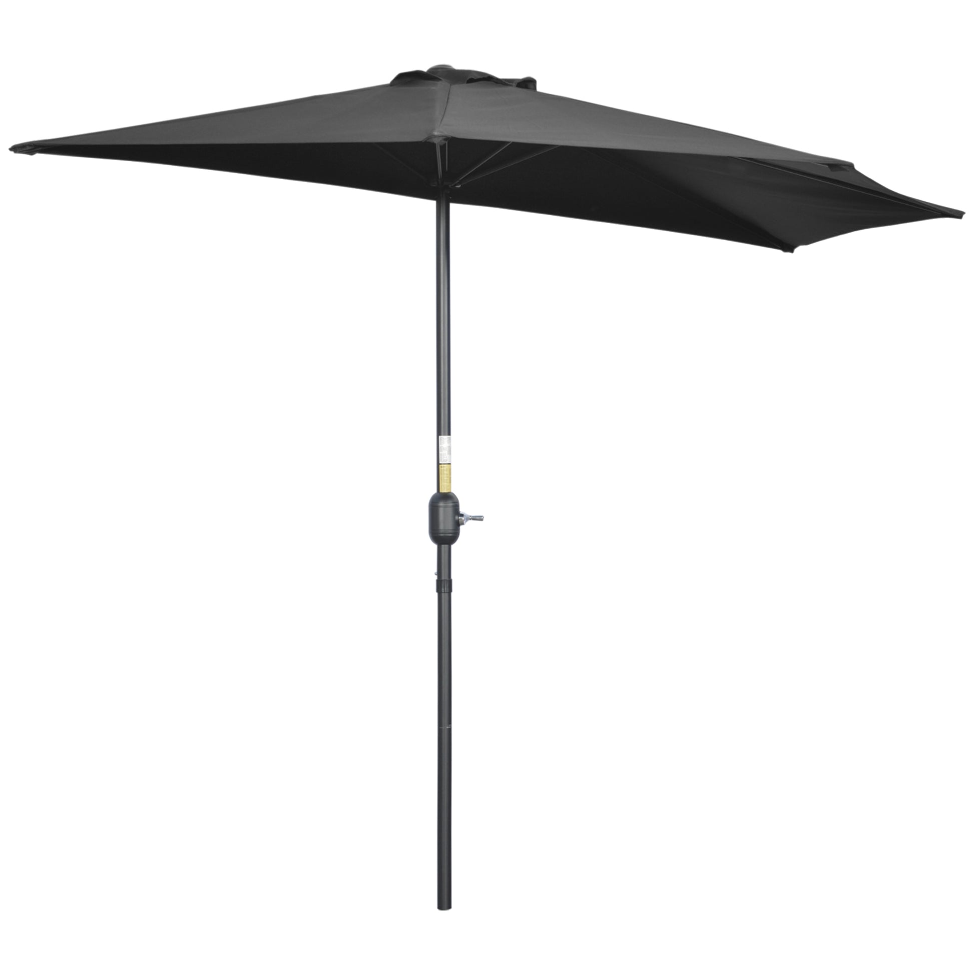 Photo of Outsunny 2.7m Garden Half Parasol, Outdoor Balcony Umbrella with 5 Steel Ribs, Patio Sun Shade, Black in Black colour on a white background