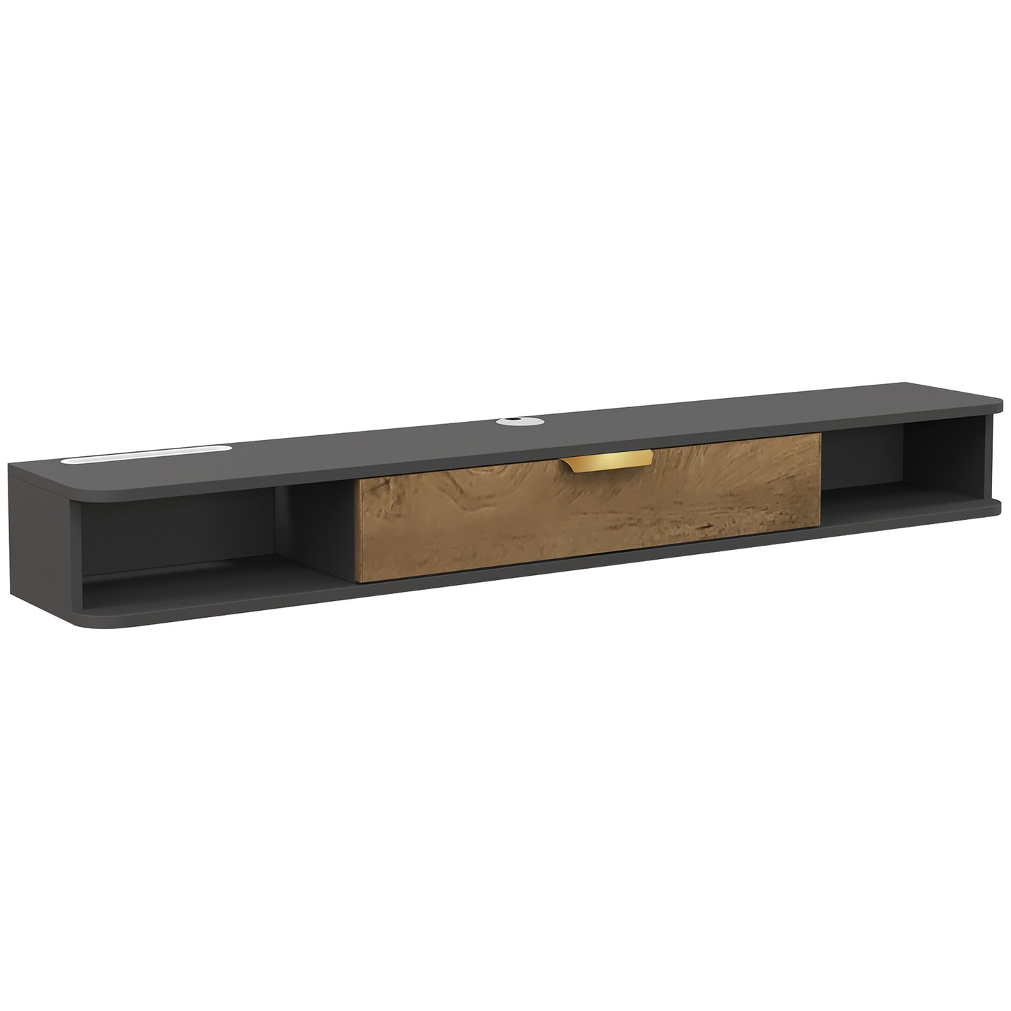 Photo of HOMCOM 140 cm Floating TV Stand with Storage - Charcoal Grey in Grey colour on a white background