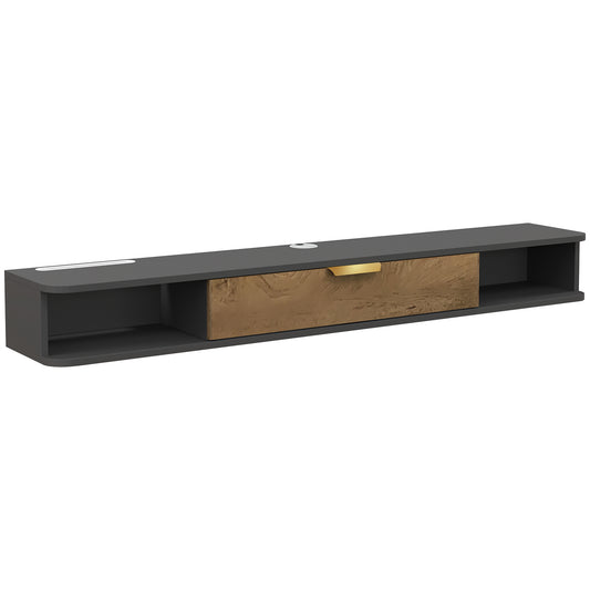 Photo of HOMCOM 140 cm Floating TV Stand with Storage - Charcoal Grey in Grey colour on a white background