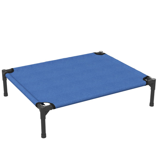 Photo of PawHut Raised Dog Bed Cat Elevated Lifted Portable Camping w/ Metal Frame Blue (Medium) in (Medium) colour on a white background
