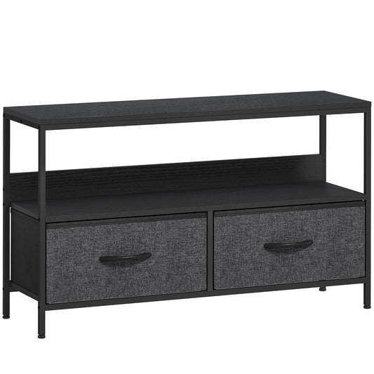Photo of HOMCOM TV Stand Cabinet with 2 Foldable Drawers - Black in Black colour on a white background