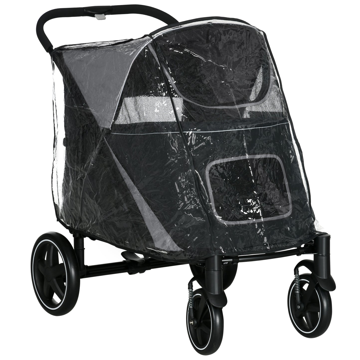 Photo of PawHut 4 Wheel Pet Stroller with Rain Cover for Medium and Large Dogs - Black in Black colour on a white background