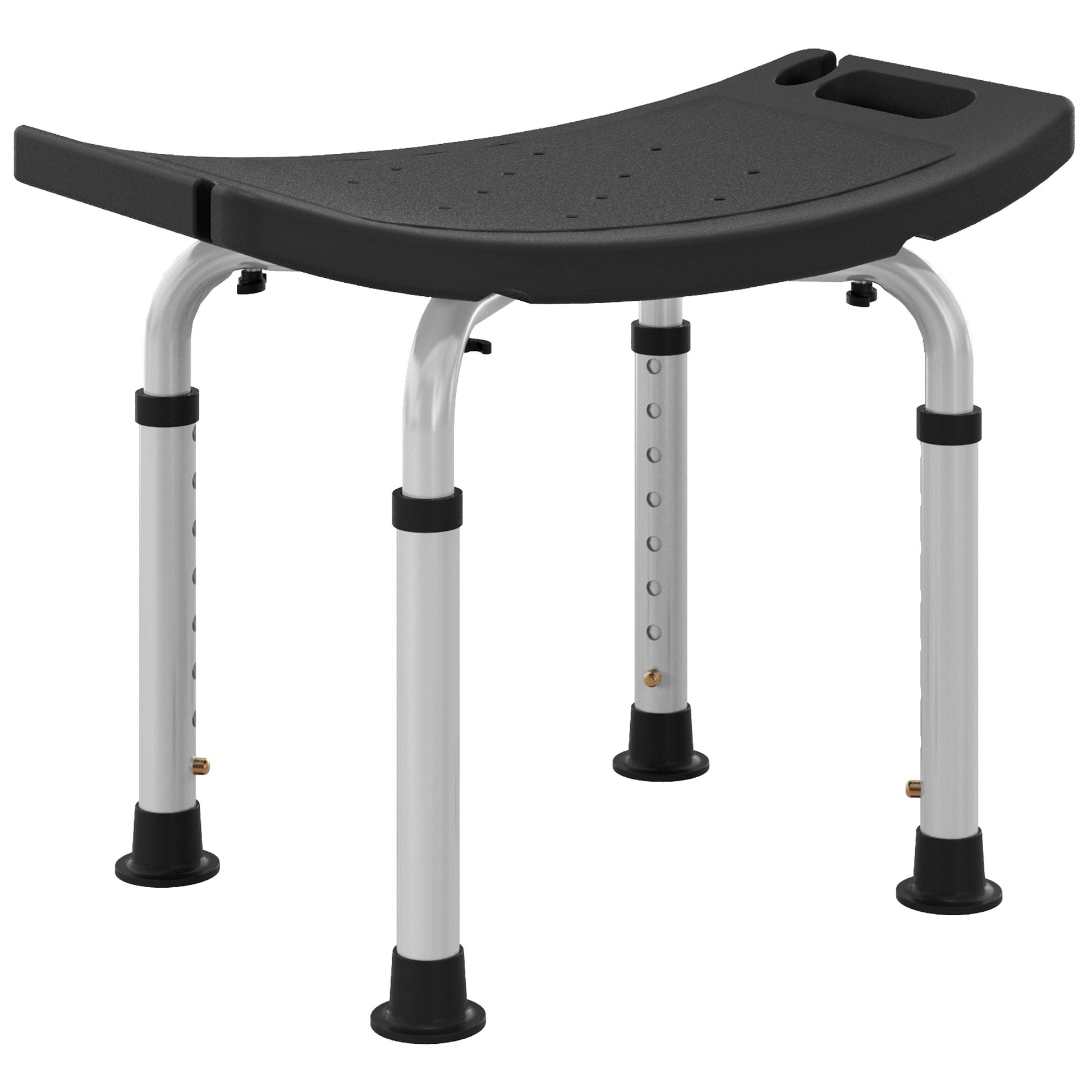 Photo of HOMCOM Height Adjustable Bath Stool, Aluminium Shower Stool with Non-Slip Pads for Elderly, Disabled, Seniors, Pregnant, Black in Black colour on a white background