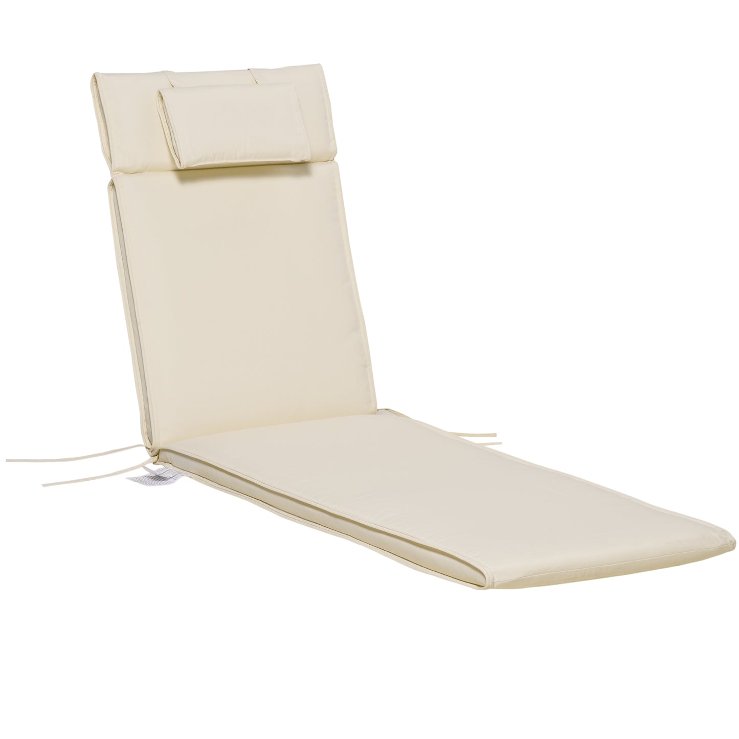 Photo of Outsunny Garden Sun Lounger Cushion Replacement Soft Sunbed Reclining Chair Relaxer Pad with Pillow, Cushion ONLY - Cream White in White colour on a white background