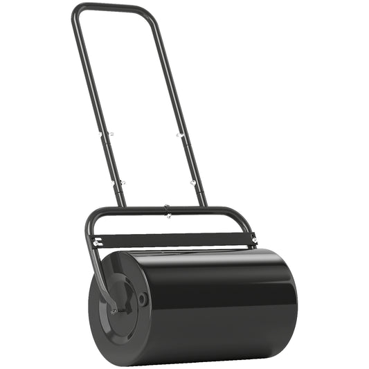Photo of Outsunny 38L Fillable Cylinder Steel Lawn Roller - Black in Black colour on a white background