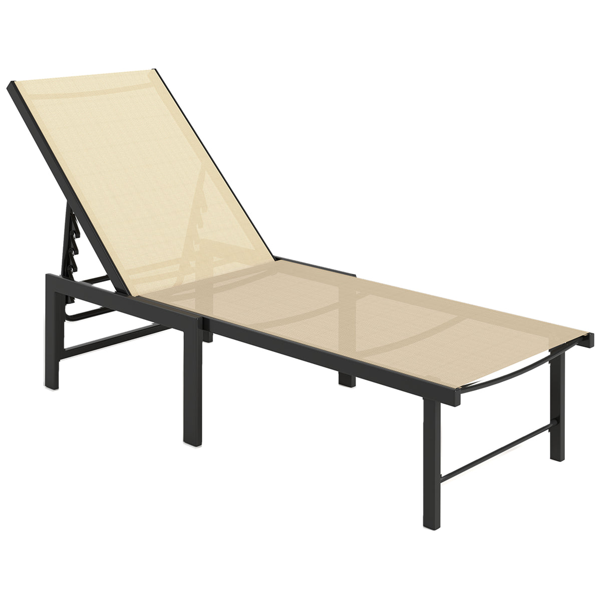 Photo of Outsunny Reclining Sun Lounger - Khaki in Khaki colour on a white background
