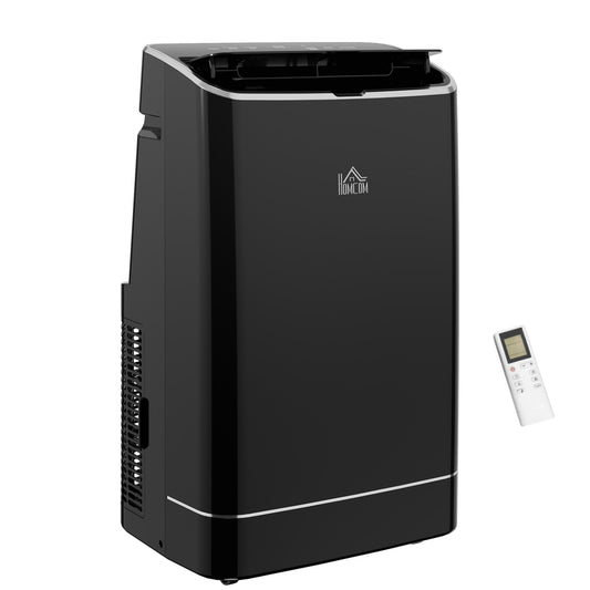 Photo of HOMCOM 14000 BTU Mobile Air Conditioner, 35m², Smart Home WiFi, with Dehumidifier, Fan, 24H Timer, Window Kit, Black in Black colour on a white background