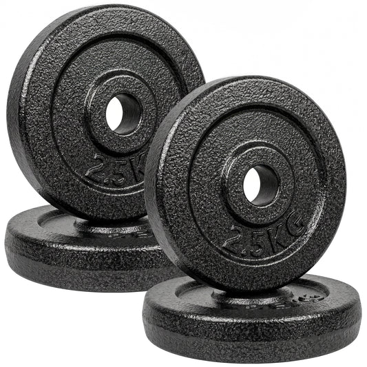 Photo of SPORTNOW Weight Plates Set, 1"/2.5cm Weight Disc Pair, 4 x 2.5kg Metal Dumbbell/Barbell Plates for Home Gym in Gym colour on a white background