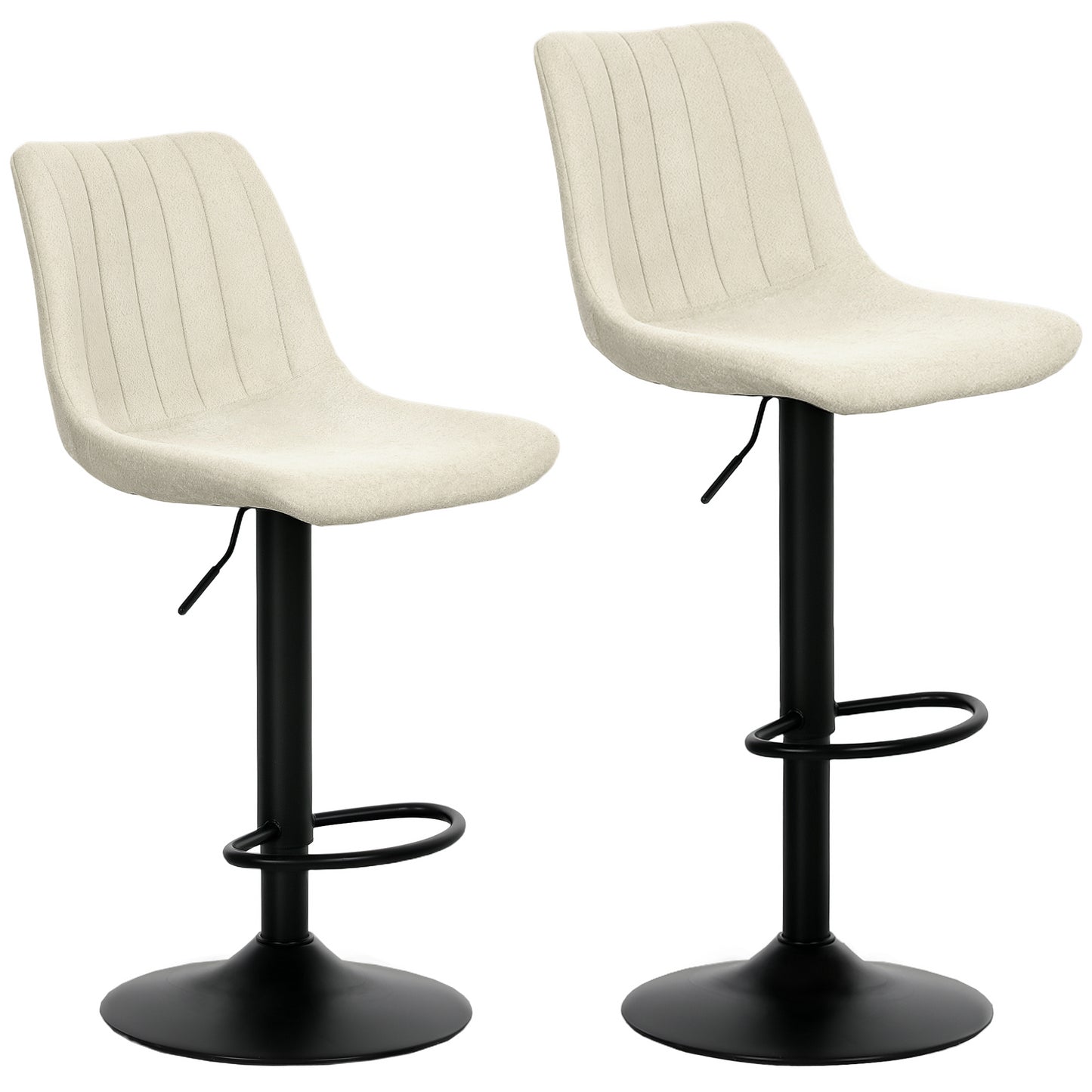 Photo of HOMCOM Set of Two Chenille-Feel Tub Bat Stools - Beige in Beige colour on a white background