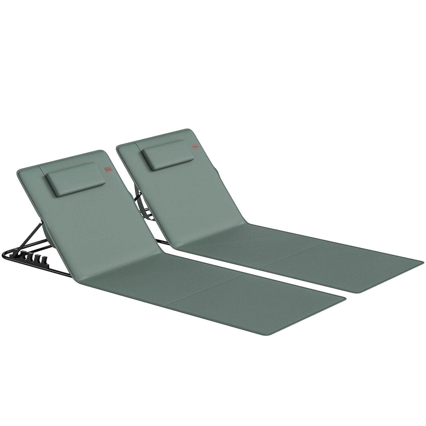 Photo of Outsunny Foldable Sun Loungers Set of 2, Portable Folding Beach Lounger with 4-level Adjustable Backrest, Grey in Grey colour on a white background