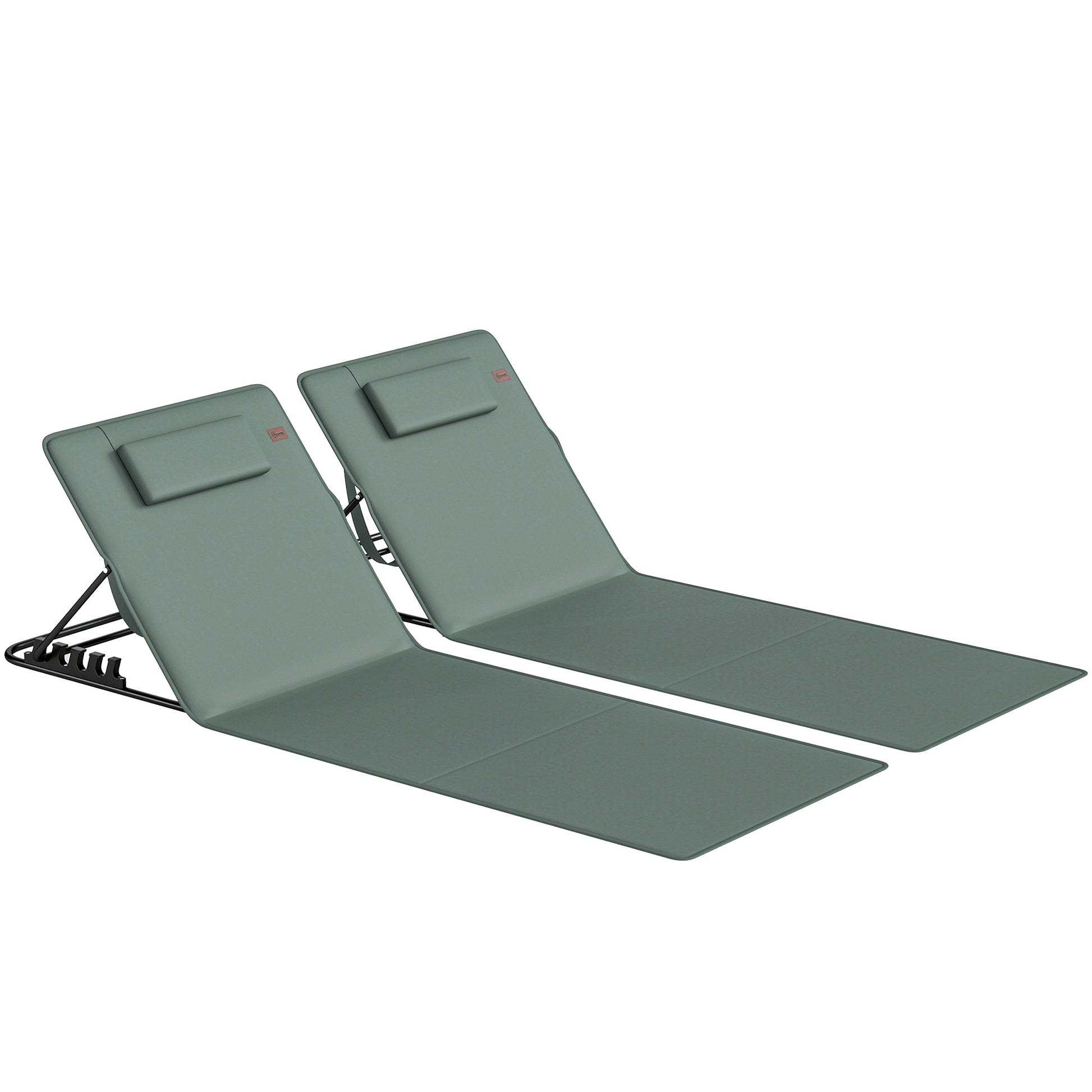 Photo of Outsunny Foldable Sun Loungers Set of 2, Portable Folding Beach Lounger with 4-level Adjustable Backrest, Grey in Grey colour on a white background