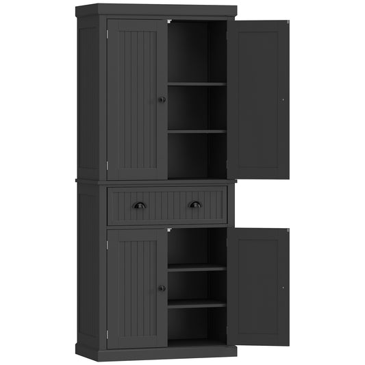Photo of HOMCOM Kitchen Storage Cabinet with Drawer and Adjustable Shelves - Black in Black colour on a white background