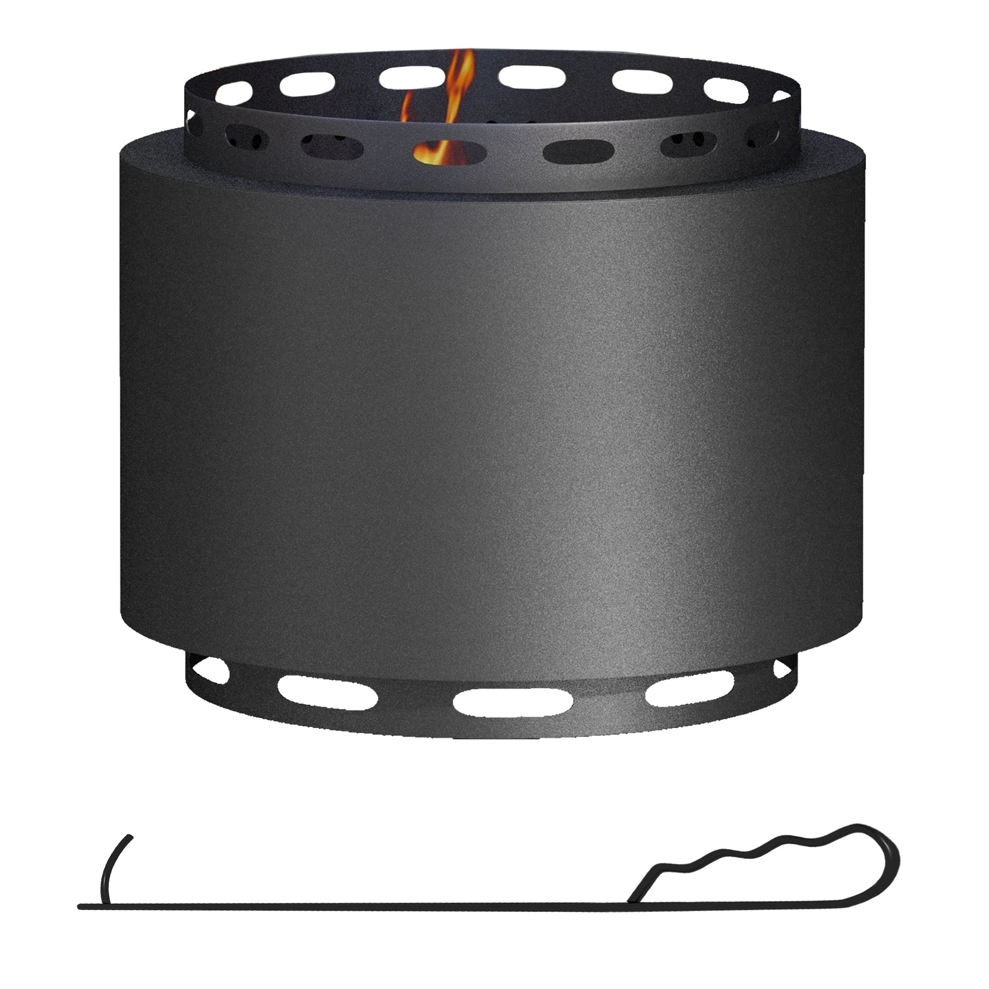 Photo of Outsunny Smokeless Fire Pit, 48.5cm Portable Wood Burning Firepit with Poker for Garden Camping Bonfire Party, Metal, Black in Black colour on a white background