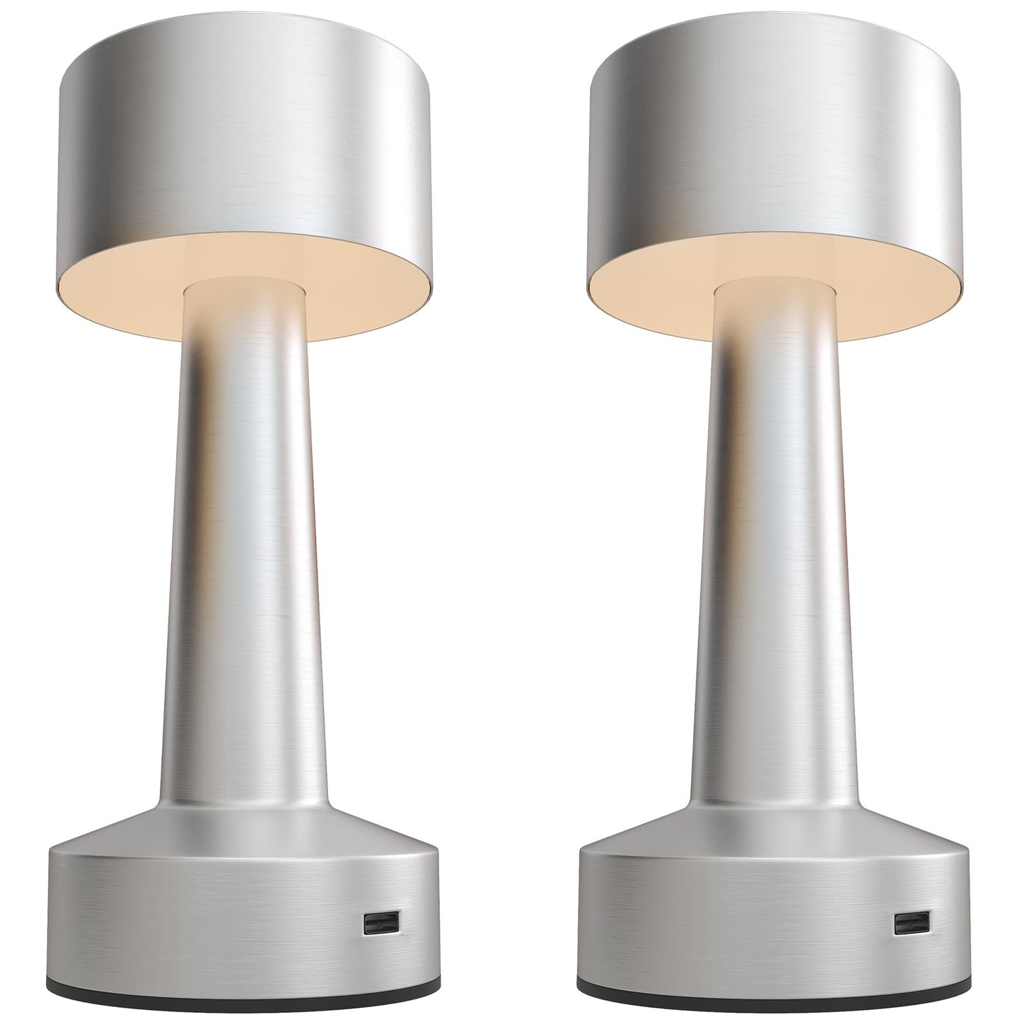 Photo of 2 Pack Cordless Table Lamp, Touch LED Desk Lamp with Rechargeable Battery, 3 Colour, for Bedroom Living Room, Silver in Silver colour on a white background