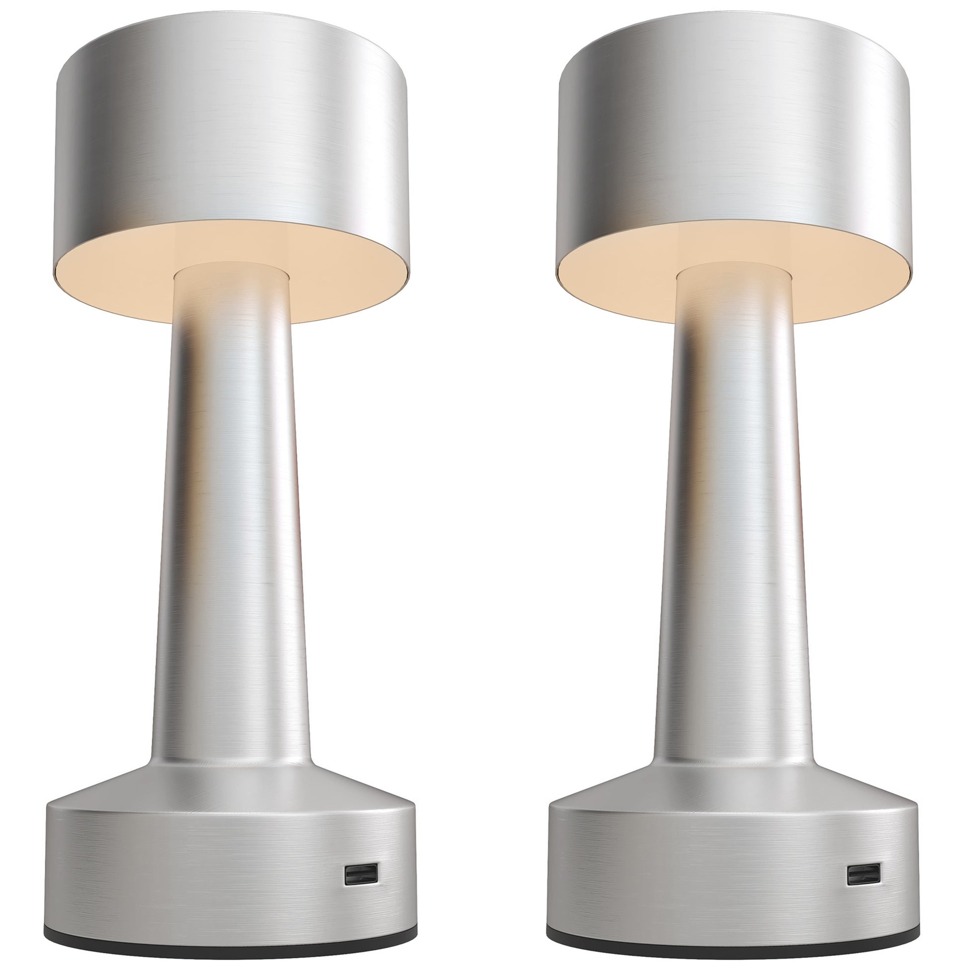 Photo of 2 Pack Cordless Table Lamp, Touch LED Desk Lamp with Rechargeable Battery, 3 Colour, for Bedroom Living Room, Silver in Silver colour on a white background