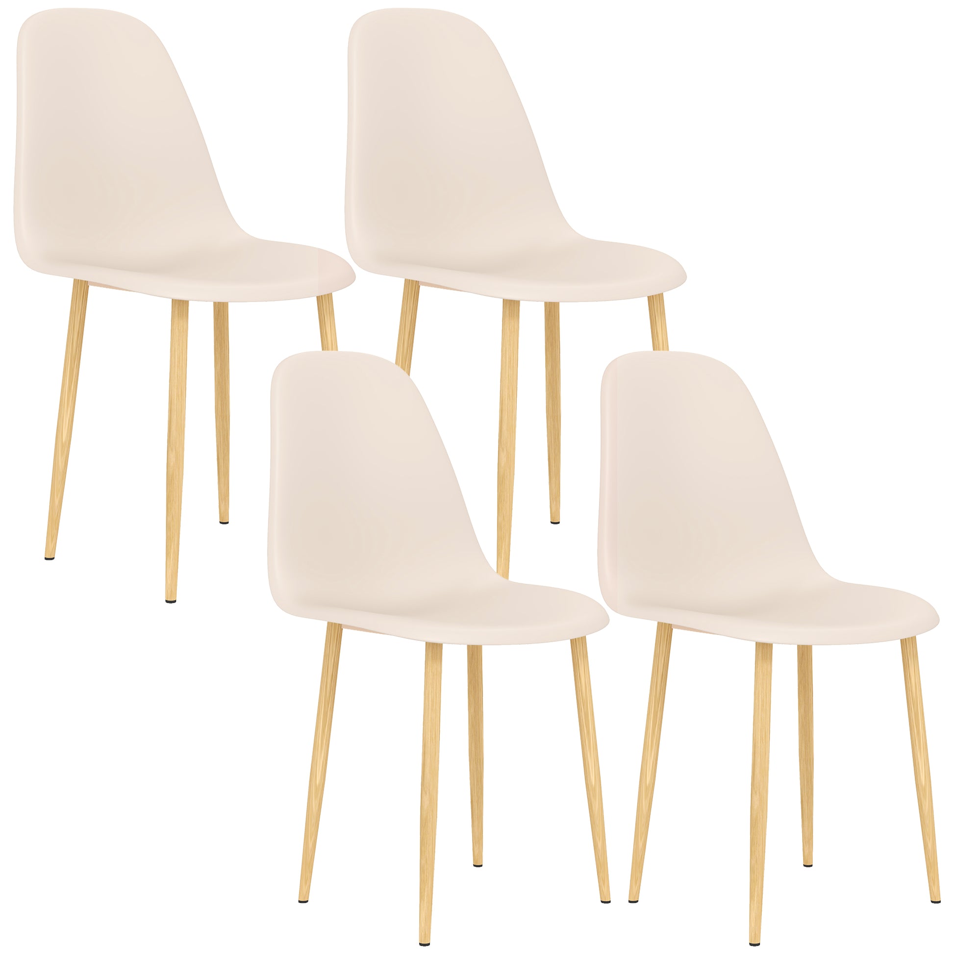 Photo of HOMCOM Modern Dining Chairs Set of 4, Kitchen Chairs with Backrest and Steel Legs for Dining Room, Living Room, Khaki in Khaki colour on a white background
