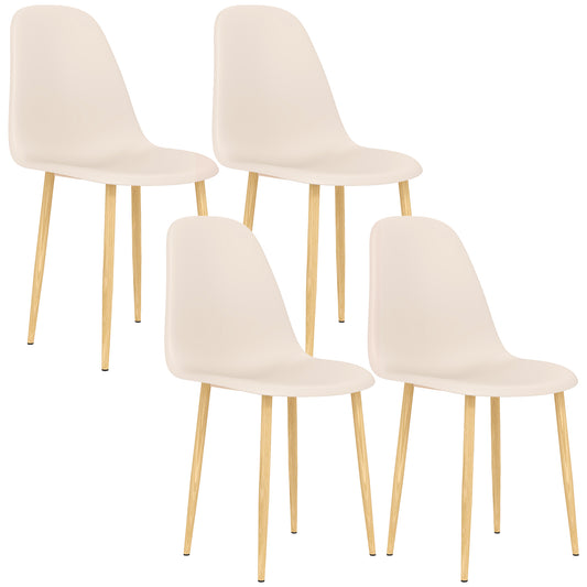 Photo of HOMCOM Modern Dining Chairs Set of 4, Kitchen Chairs with Backrest and Steel Legs for Dining Room, Living Room, Khaki in Khaki colour on a white background