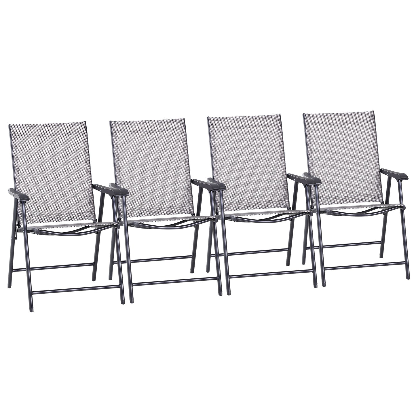 Photo of Outsunny Set of Four Folding Garden Chairs - Grey in Grey colour on a white background