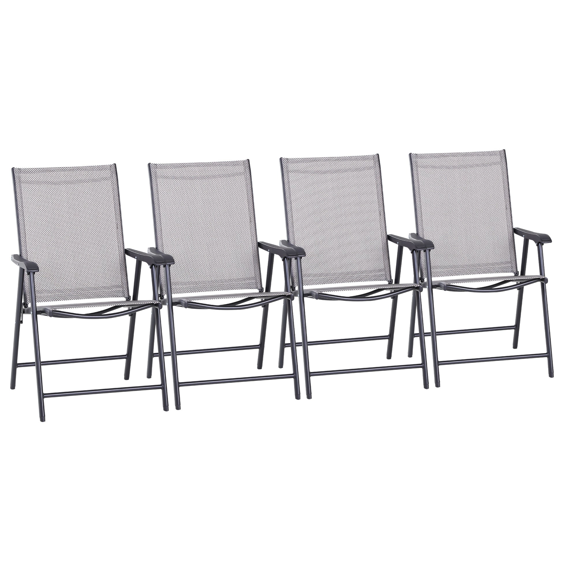 Photo of Outsunny Set of Four Folding Garden Chairs - Grey in Grey colour on a white background