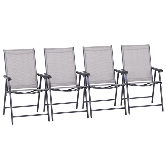 Photo of Outsunny Set of Four Folding Garden Chairs - Grey in Grey colour on a white background