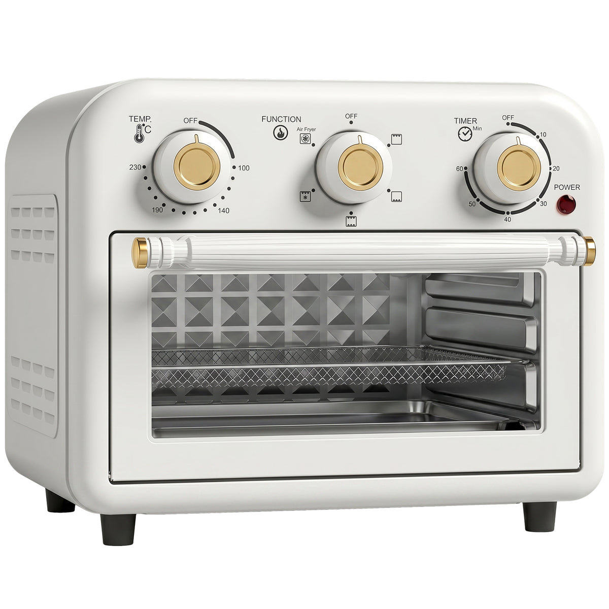 Photo of HOMCOM Air Fryer Toaster Oven, Convection Countertop Oven, with Adjustable Temperature and Timer, 12 L, Cream White in White colour on a white background