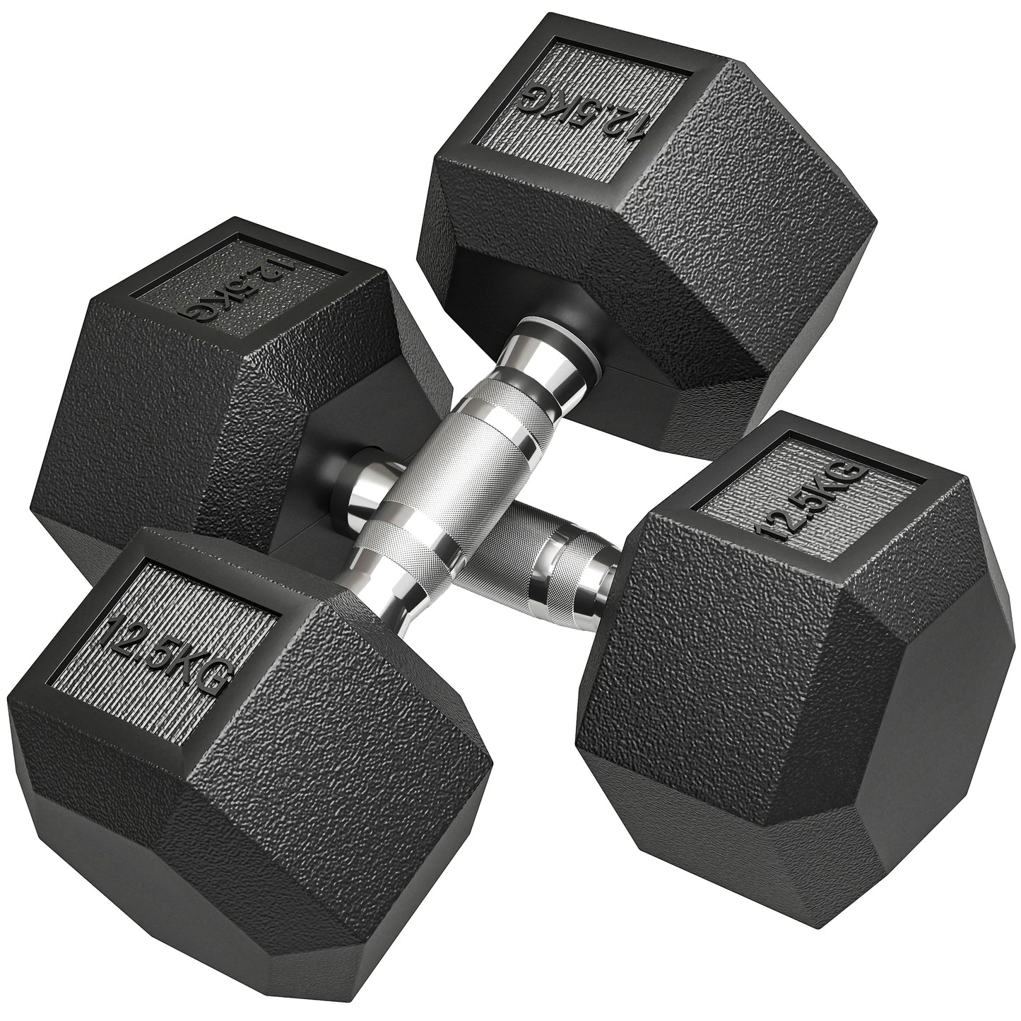 Photo of HOMCOM 2x12.5KG Rubber Hex Dumbbell Portable Hand Weights Dumbbell Home Gym in Gym colour on a white background