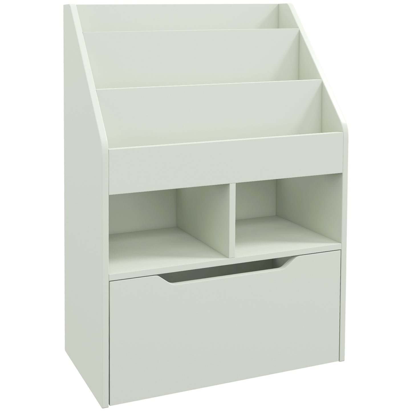 Photo of HOMCOM Kids Bookshelf, Toy Organiser, with Storage Drawer, Wheels - Green in Green colour on a white background