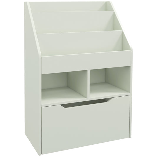 Photo of HOMCOM Kids Bookshelf, Toy Organiser, with Storage Drawer, Wheels - Green in Green colour on a white background